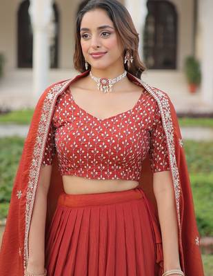 copper art_silk embroidered lehenga choli with dupatta 4