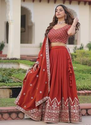 copper art_silk embroidered lehenga choli with dupatta 5