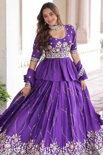 purple art_silk embroidered lehenga choli with dupatta