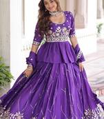purple art_silk embroidered lehenga choli with dupatta