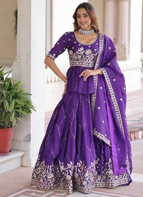 purple art_silk embroidered lehenga choli with dupatta 2