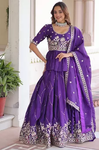 purple art_silk embroidered lehenga choli with dupatta