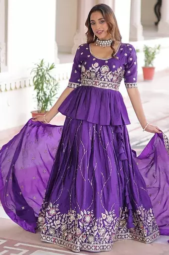 purple art_silk embroidered lehenga choli with dupatta