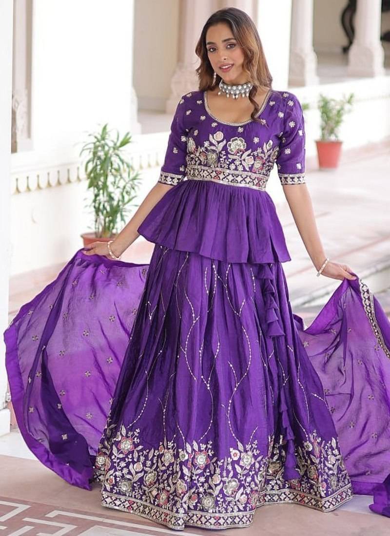 purple art_silk embroidered lehenga choli with dupatta