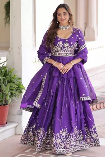 purple art_silk embroidered lehenga choli with dupatta