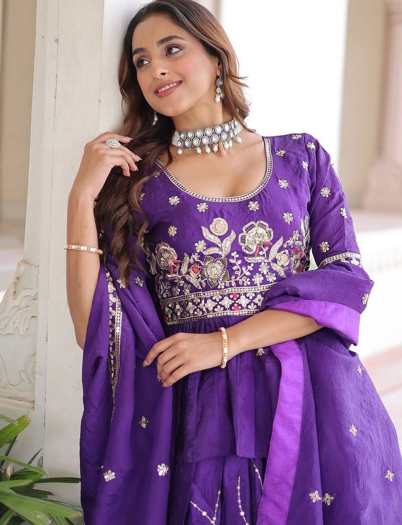 purple art_silk embroidered lehenga choli with dupatta