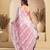 Pink & white linen abstract printed ready to wear saree