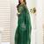 Green linen floral printed ready to wear saree