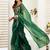 Green linen floral printed ready to wear saree