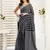 Black & white linen striped printed ready to wear saree