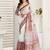 White linen floral  printed ready to wear saree