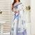 White linen floral  printed ready to wear saree