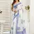 White linen floral  printed ready to wear saree