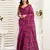 Magenta linen striped printed ready to wear saree