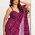 Magenta linen striped printed ready to wear saree