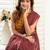 Maroon linen floral  printed ready to wear saree