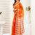Orange linen checked printed ready to wear saree