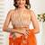 Orange linen checked printed ready to wear saree