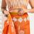 Orange linen checked printed ready to wear saree