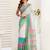 White linen striped printed ready to wear saree