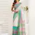 White linen striped printed ready to wear saree