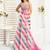 Multicolor linen striped printed ready to wear saree