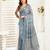 Grey linen floral printed ready to wear saree