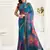 Sky blue linen floral printed ready to wear saree