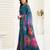 Sky blue linen floral printed ready to wear saree
