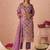 Lavender Embroidered Organza Festive Wear Straight Suit