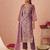 Lavender Embroidered Organza Festive Wear Straight Suit