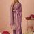 Lavender Embroidered Organza Festive Wear Straight Suit