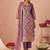 Lavender Embroidered Organza Festive Wear Straight Suit