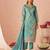 Blue Embroidered Organza Festive Wear Straight Suit