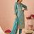 Blue Embroidered Organza Festive Wear Straight Suit