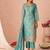 Blue Embroidered Organza Festive Wear Straight Suit