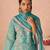 Blue Embroidered Organza Festive Wear Straight Suit