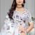 White colour linen cotton varli digital print saree