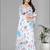 White colour linen cotton varli digital print saree