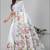 white floral linen cotton digital print saree