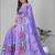 purple floral linen cotton digital print saree(purple)
