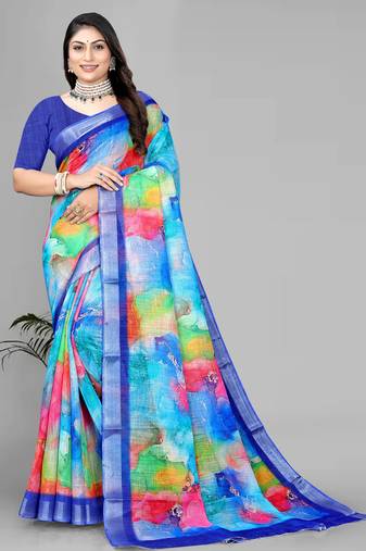 multicolour multicolour digital print saree