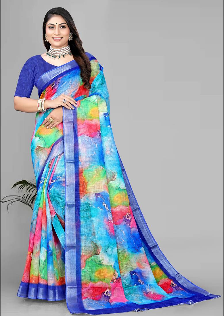multicolour multicolour digital print saree