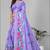 purple floral linen cotton digital print saree(purple)
