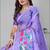purple floral linen cotton digital print saree(purple)