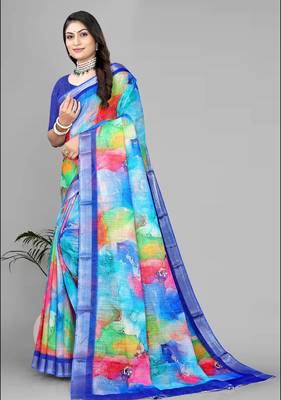 multicolour multicolour digital print saree 3