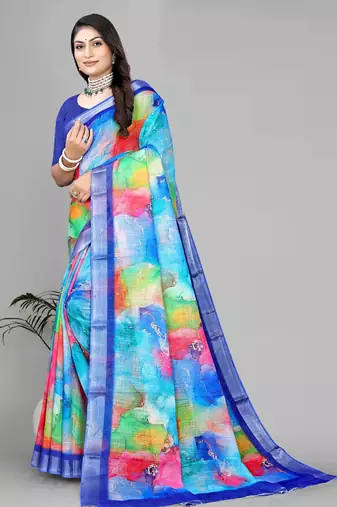 multicolour multicolour digital print saree