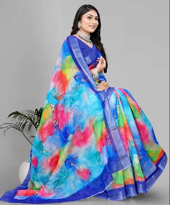 multicolour multicolour digital print saree 4