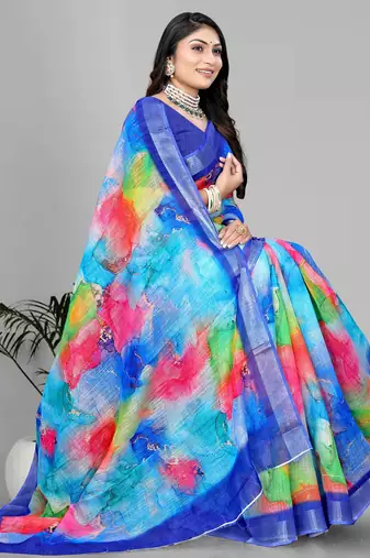 multicolour multicolour digital print saree