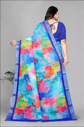 multicolour multicolour digital print saree